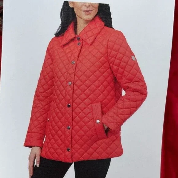 Anne Klein Womens Red Quilted Jacket Button Front Size Small d0453 - Picture 2 of 10